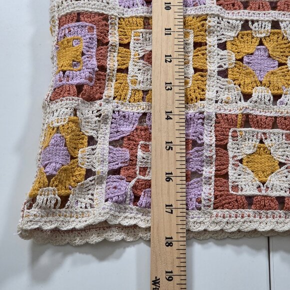 Rebellion Again Crocheted Top Women L Granny Square Sleeveless V Neck Crop Boho - Picture 8 of 14